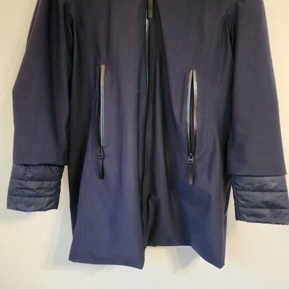 Creenstone Coats Navy Blue Raincoat 9000 Women Sz 44/14 US Double Zip Outdoor - Picture 10 of 16